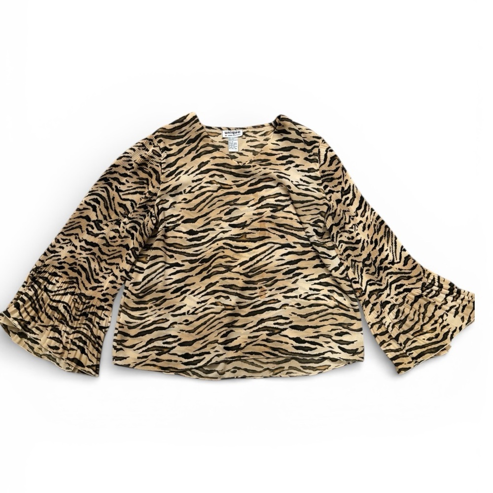 Unique Spectrum Tiger Stripe V-Neck Top